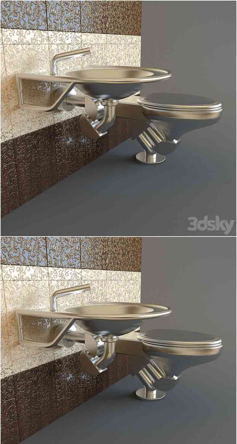 少见稀有的金属盆和马桶3D模型—MAX | FBX | OBJ插图