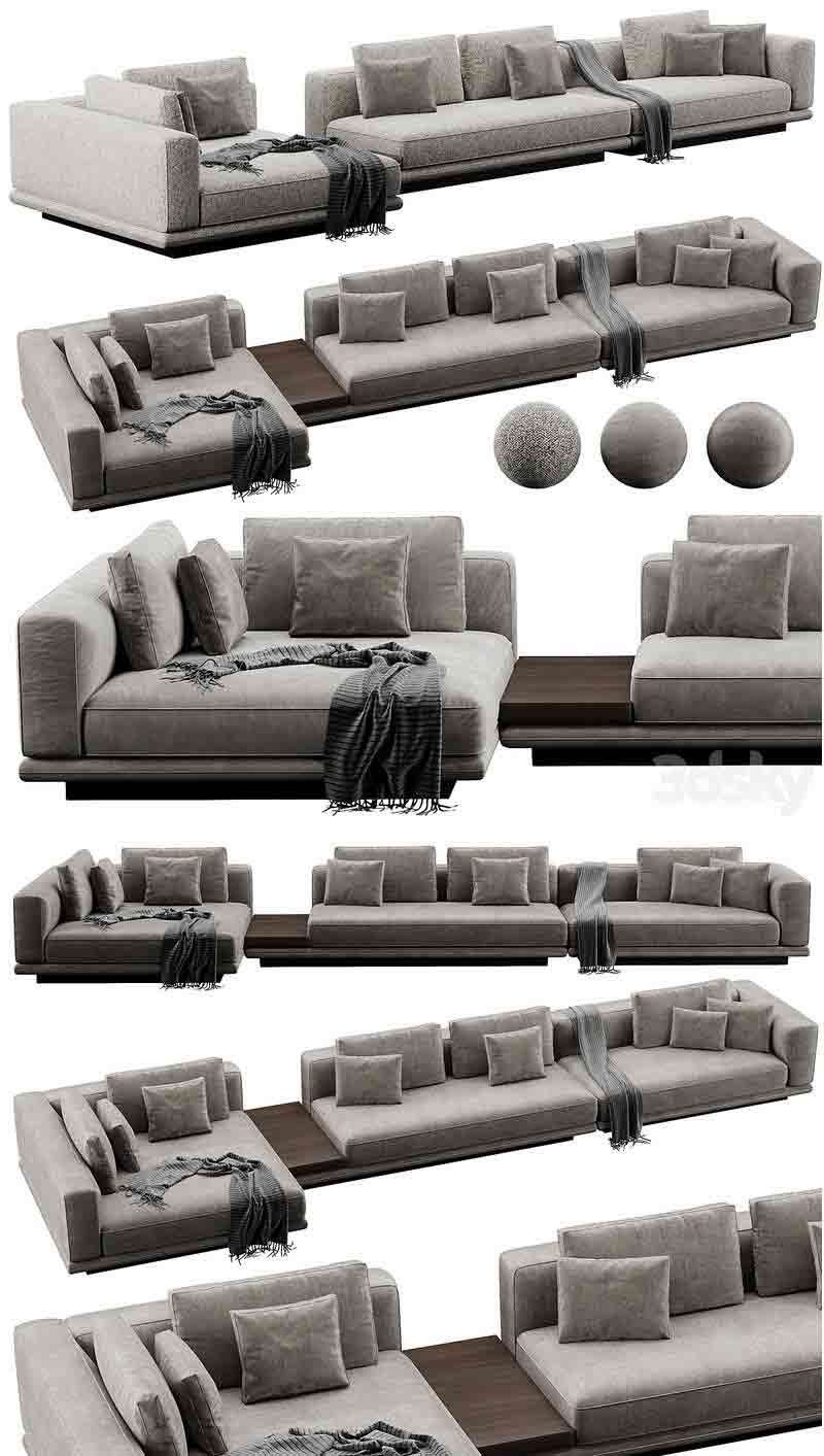 时尚高端现代风格的Minotti Horizo​​nte沙发3D模型—MAX | FBX | OBJ插图