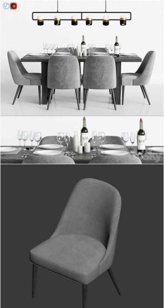 时尚高端现代风格的餐桌家具3D模型—MAX | FBX | OBJ