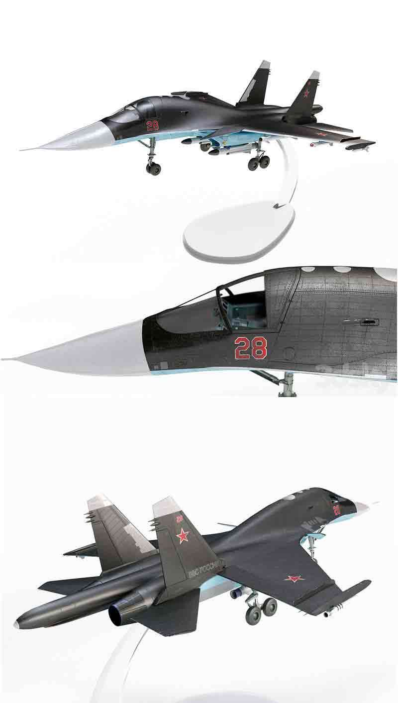 SU-34 飞机的塑料模型3D模型—MAX | FBX | OBJ插图