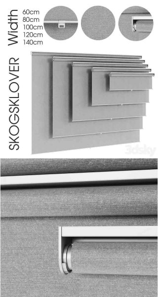 宜家风格斯科格克洛弗灰色卷帘窗帘3D模型—MAX | FBX | OBJ