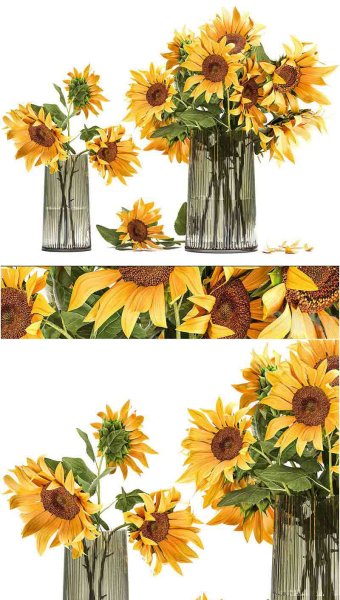 黄色花束向日葵鲜花花瓶 3D模型—MAX | FBX | OBJ