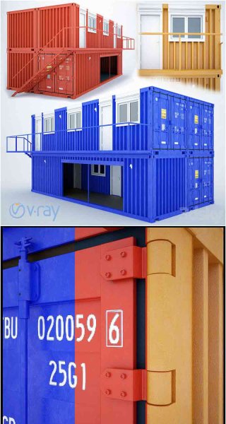 海运集装箱房屋3D模型—MAX | FBX | OBJ
