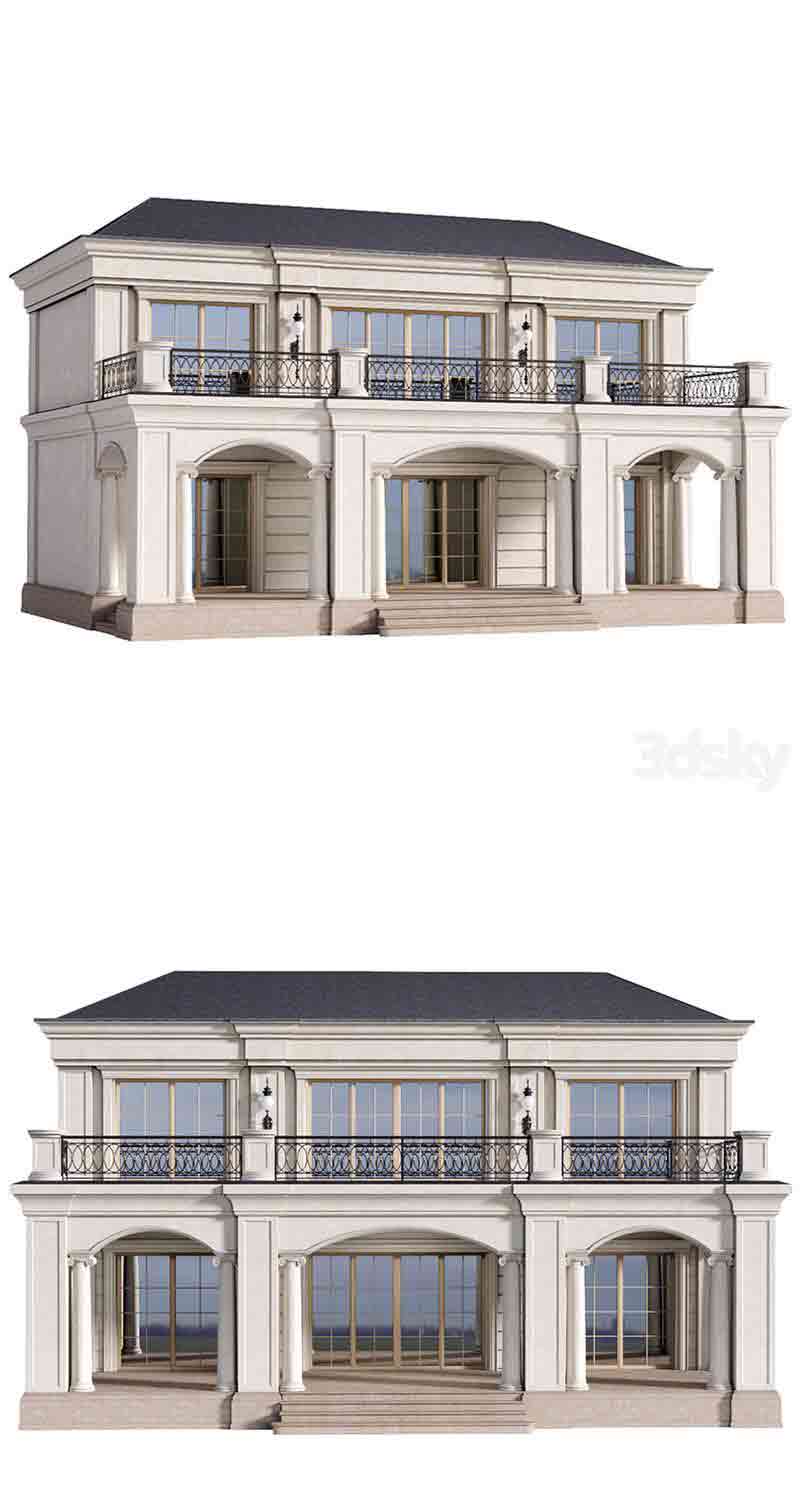 现代轻古典风格的别墅建筑3D模型—MAX | FBX | OBJ插图