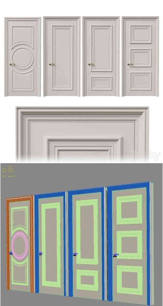 4种简约时尚现代风格的房门装饰3D模型—MAX | FBX | OBJ