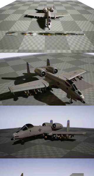 疣猪攻击机战斗机飞机3D模型-虚幻引擎