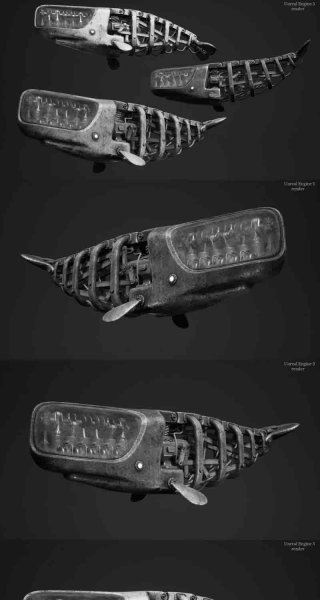 科幻抽象的机械鲸鱼潜艇3D模型-虚幻引擎