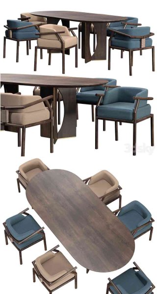 现代时尚高端新中式风格的Stefan & Taylor Dining桌椅3D模型—MAX | FBX | OBJ