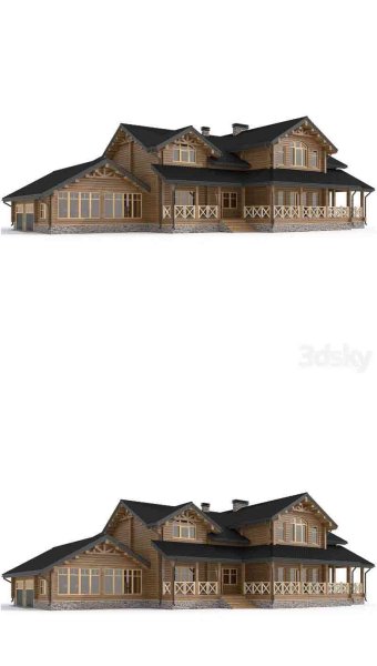美式风格的木屋别墅3D模型—MAX | FBX | OBJ
