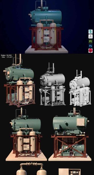少见稀有的锅炉3D模型—MAX | FBX | OBJ