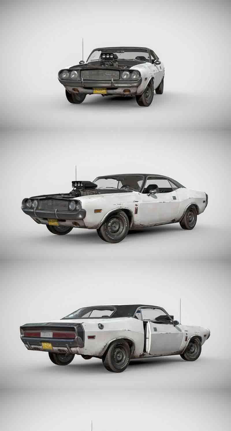 道奇 Charger 1968 白色幽灵汽车3D模型—MAX | FBX | OBJ插图