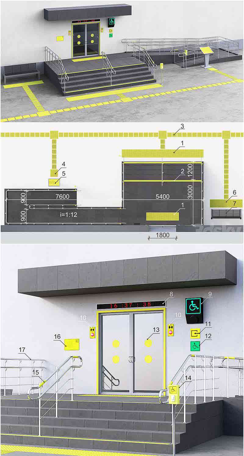 为残疾人士调整建筑物入口3D模型—MAX | FBX | OBJ插图