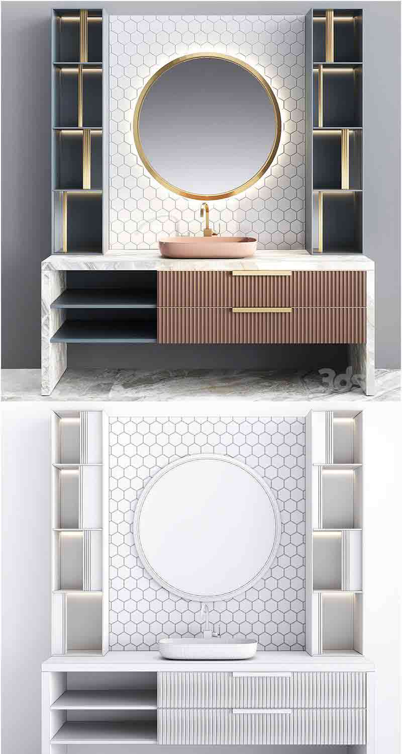 时尚高端高品质的浴室装修套装3D模型—MAX | FBX | OBJ插图