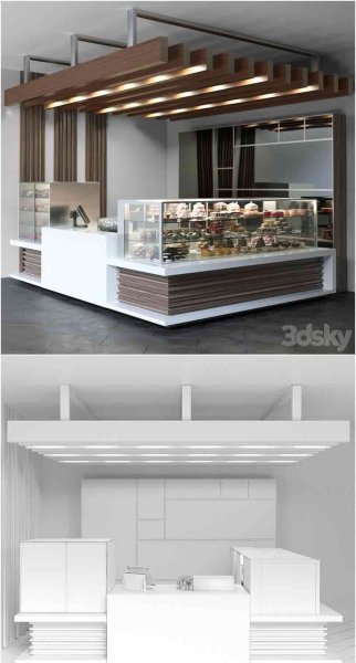 带有糖果展示甜点咖啡设计项目咖啡馆3D模型—MAX | FBX | OBJ