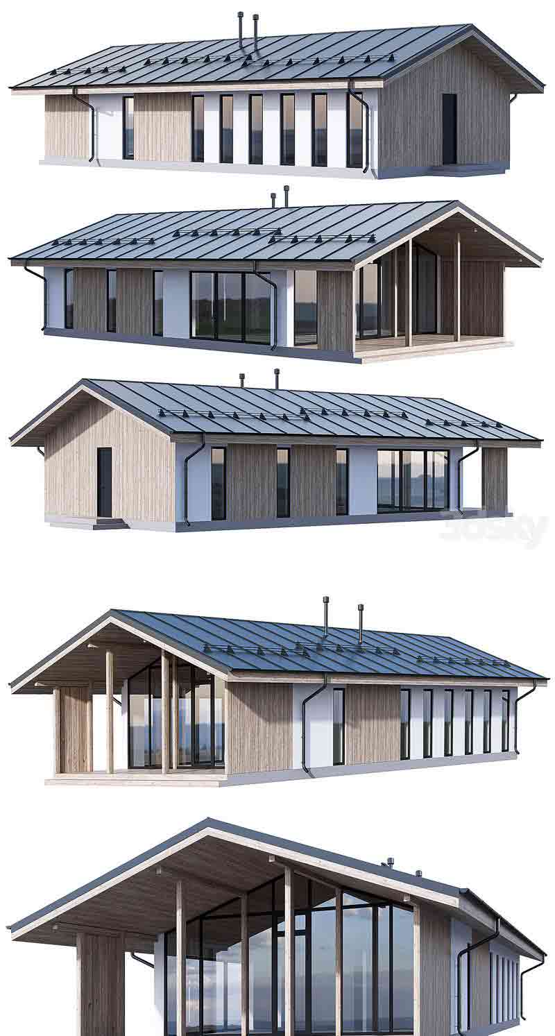 采用PREFAB框架技术的120平框架模块化房屋3D模型—MAX | FBX | OBJ插图