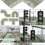 多种类型的带有绿化带的城市道路街道3D模型—MAX | FBX | OBJ