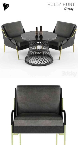 Holly Hunt Harlow 休闲椅套装3D模型—MAX | FBX | OBJ