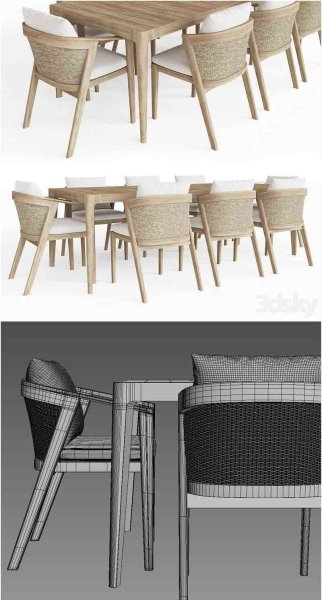 时尚高端现代风格的马耳他柚木桌3D模型—MAX | FBX | OBJ