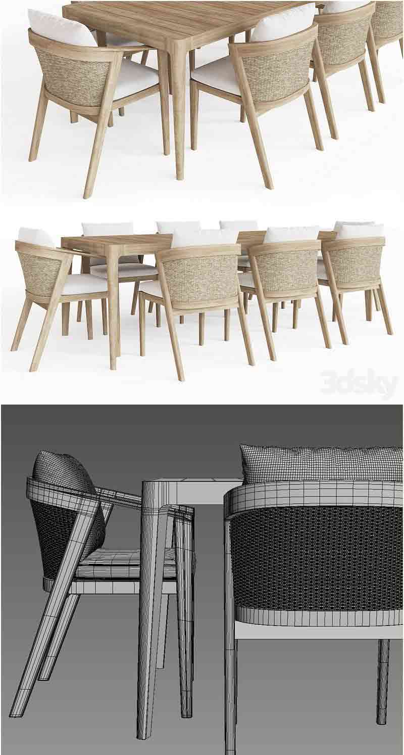 时尚高端现代风格的马耳他柚木桌3D模型—MAX | FBX | OBJ插图
