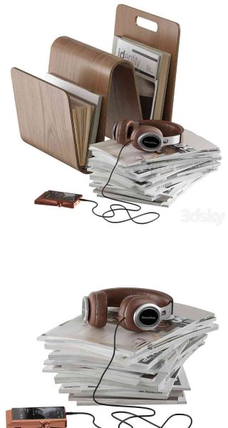 杂志架书架耳机地板配件装饰3D模型—MAX | FBX | OBJ
