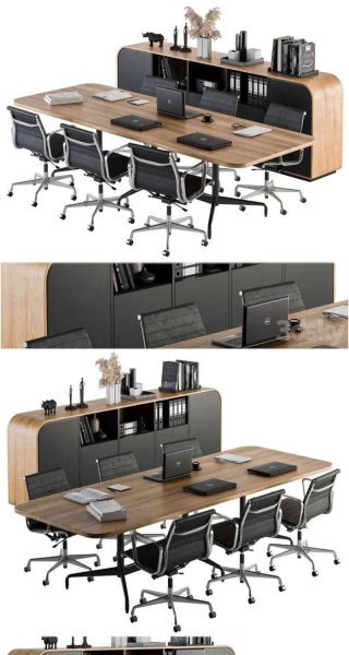 带办公椅的会议桌椅3D模型—MAX | FBX | OBJ