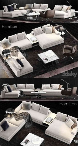 时尚高端现代风格Minotti Hamilton沙发3D模型—MAX | FBX | OBJ