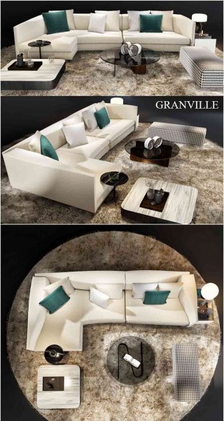 时尚现代风格的Minotti 格兰维尔沙发3D模型—MAX | FBX | OBJ