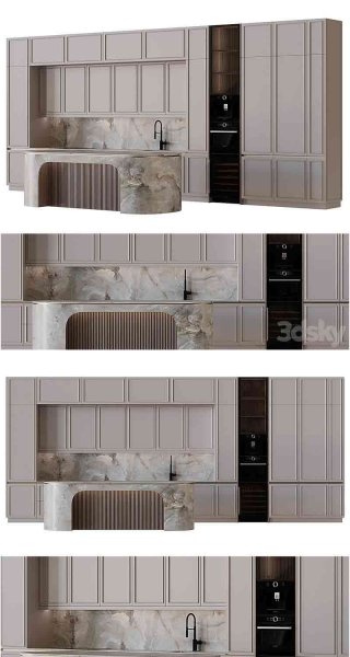 新古典主义风格厨房装修3D模型—MAX | FBX | OBJ