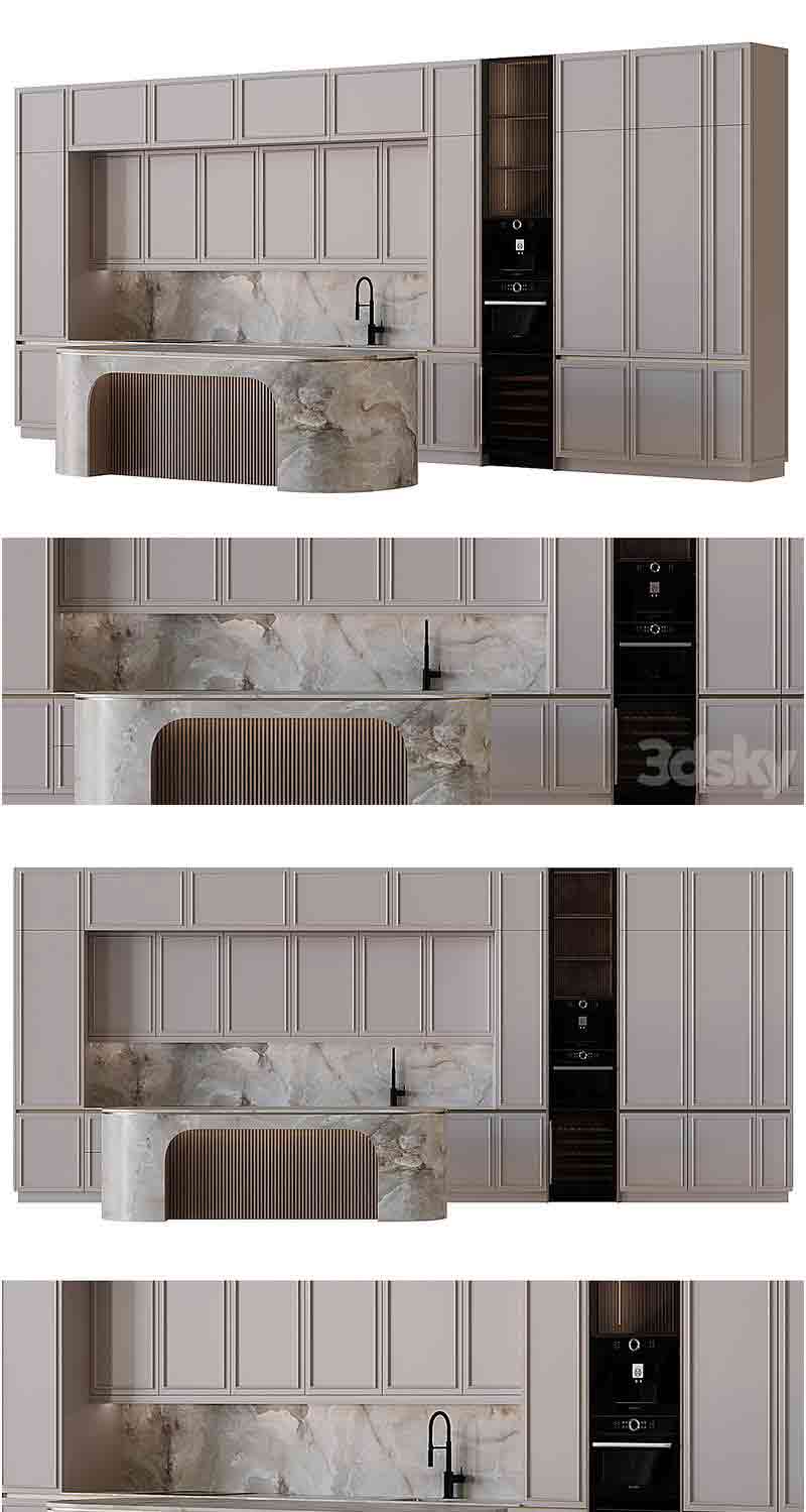 新古典主义风格厨房装修3D模型—MAX | FBX | OBJ插图