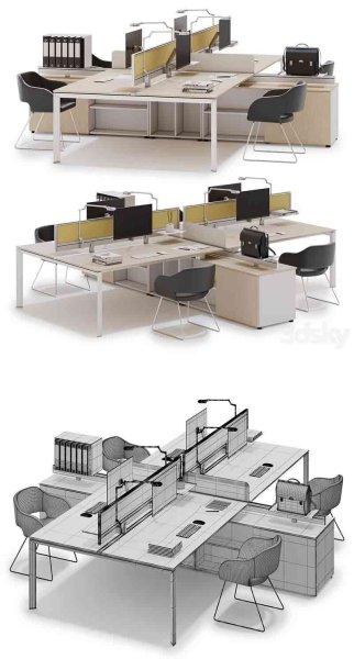 LAS 5TH ELEMENT (v4)高品质的办公室工作区3D模型—MAX | FBX | OBJ