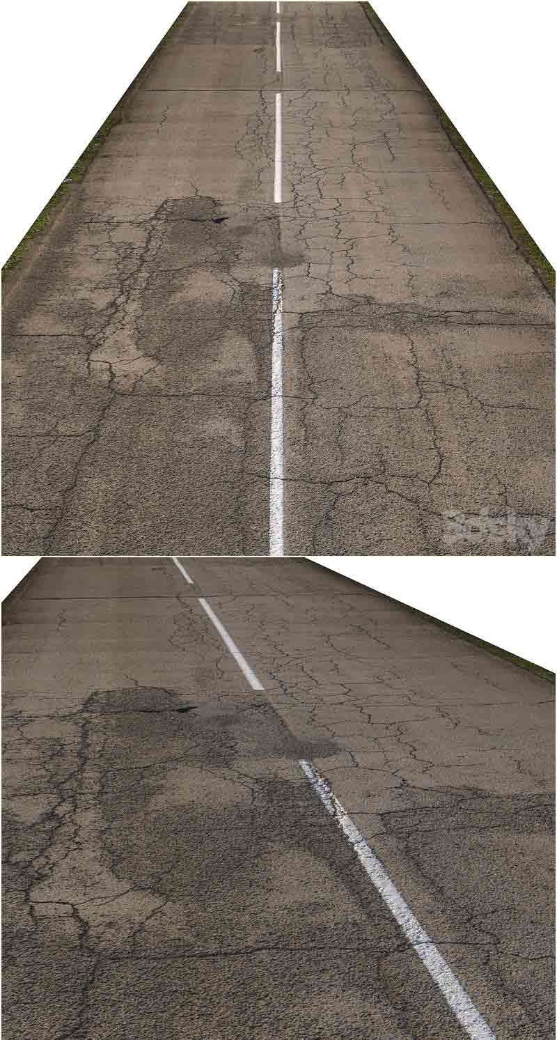 35米破旧沥青道路3D模型—MAX | FBX | OBJ插图