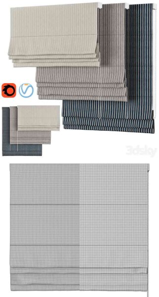 简约实用的条纹窗帘3D模型—MAX | FBX | OBJ