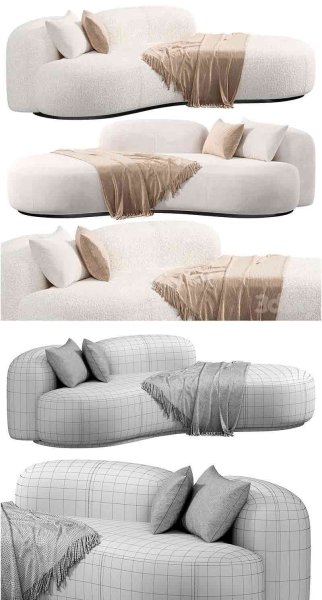 时尚高端现代优雅风格的TATEYAMA XL by Secolo沙发3D模型—MAX | FBX | OBJ
