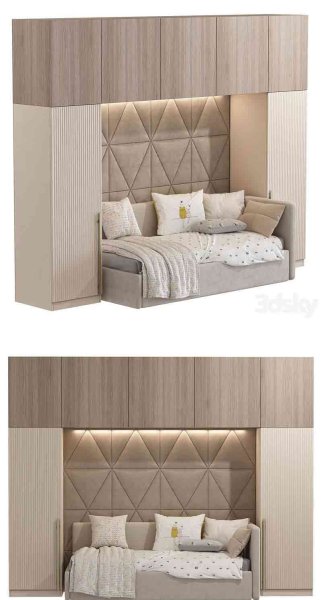优雅现代风格的软垫沙发床3D模型—MAX | FBX | OBJ