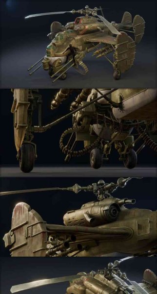 苏联蒸汽朋克直升机战斗机3D模型—MAX | FBX | OBJ