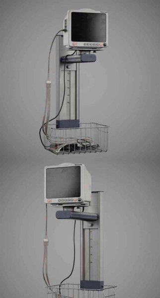 心电图监测仪医疗仪器低多边形3D模型—MAX | FBX | OBJ