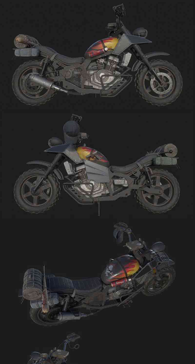 世界末日风格的摩托车3D模型—MAX | FBX | OBJ插图