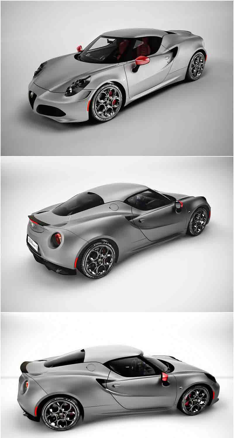 阿尔法罗密欧4C发布版汽车3D模型—MAX | FBX | OBJ插图