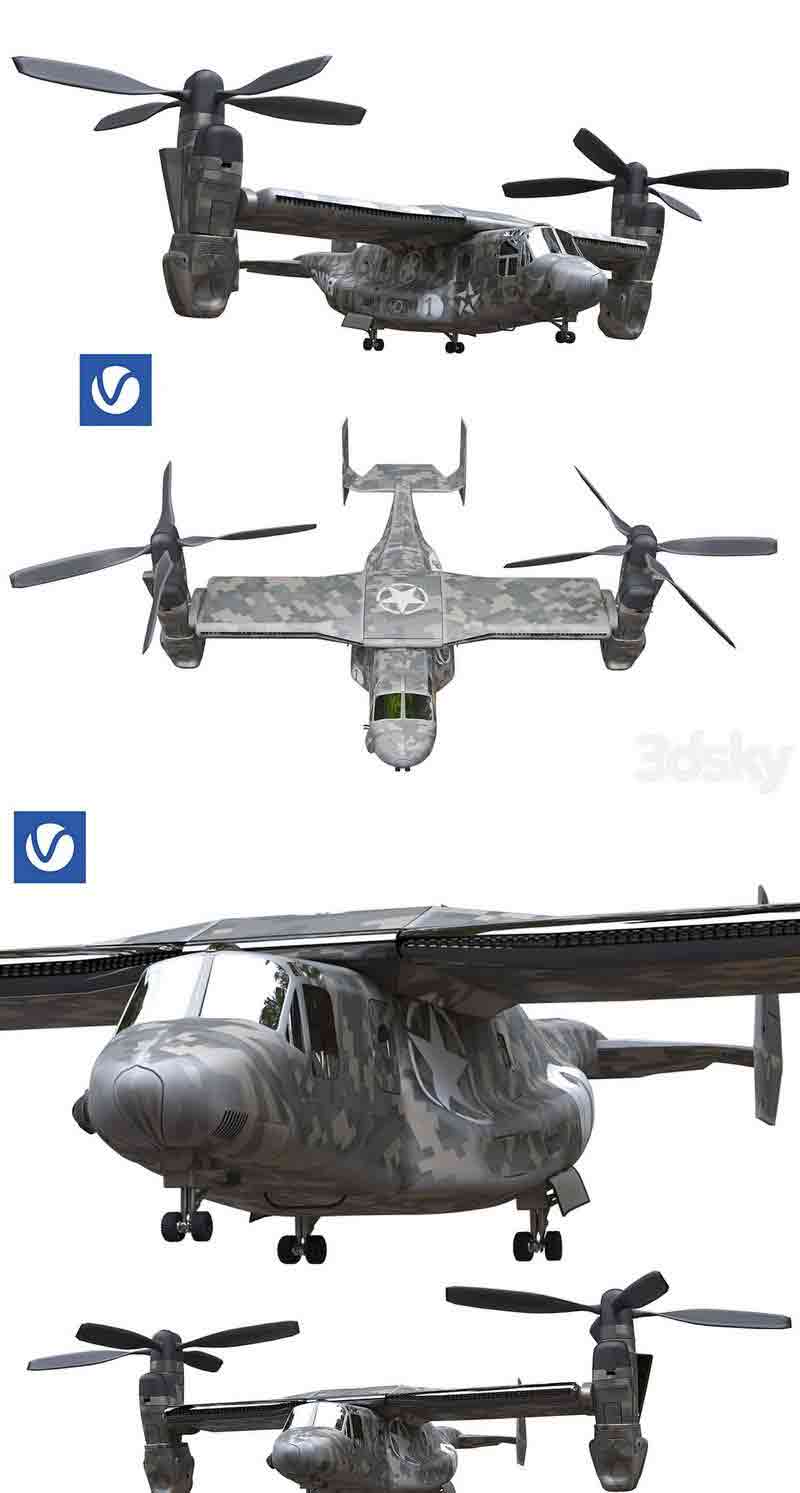 贝尔波音 V-22 鱼鹰飞机3D模型—MAX | FBX | OBJ插图