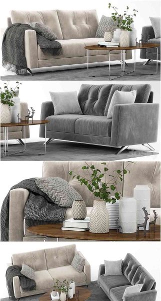 时尚高端优雅简约的Fama Bari沙发套装3D模型—MAX | FBX | OBJ