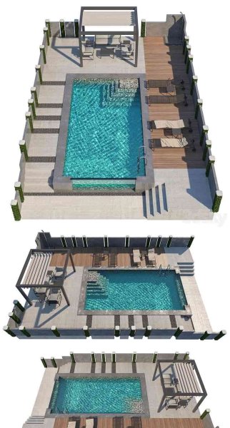 凉亭和游泳池3D模型