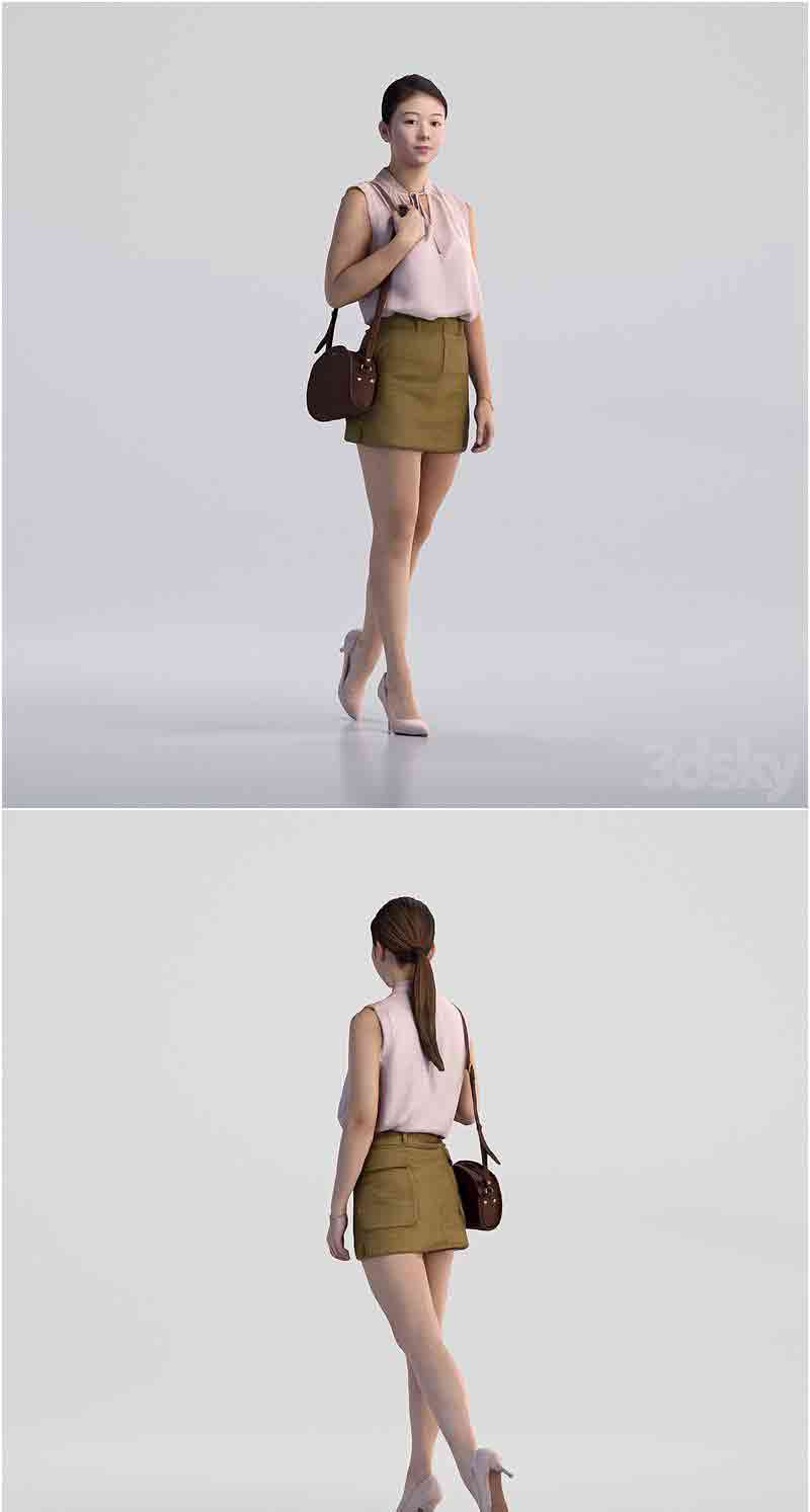 优雅姿态的女性人物3D模型—MAX | FBX | OBJ插图