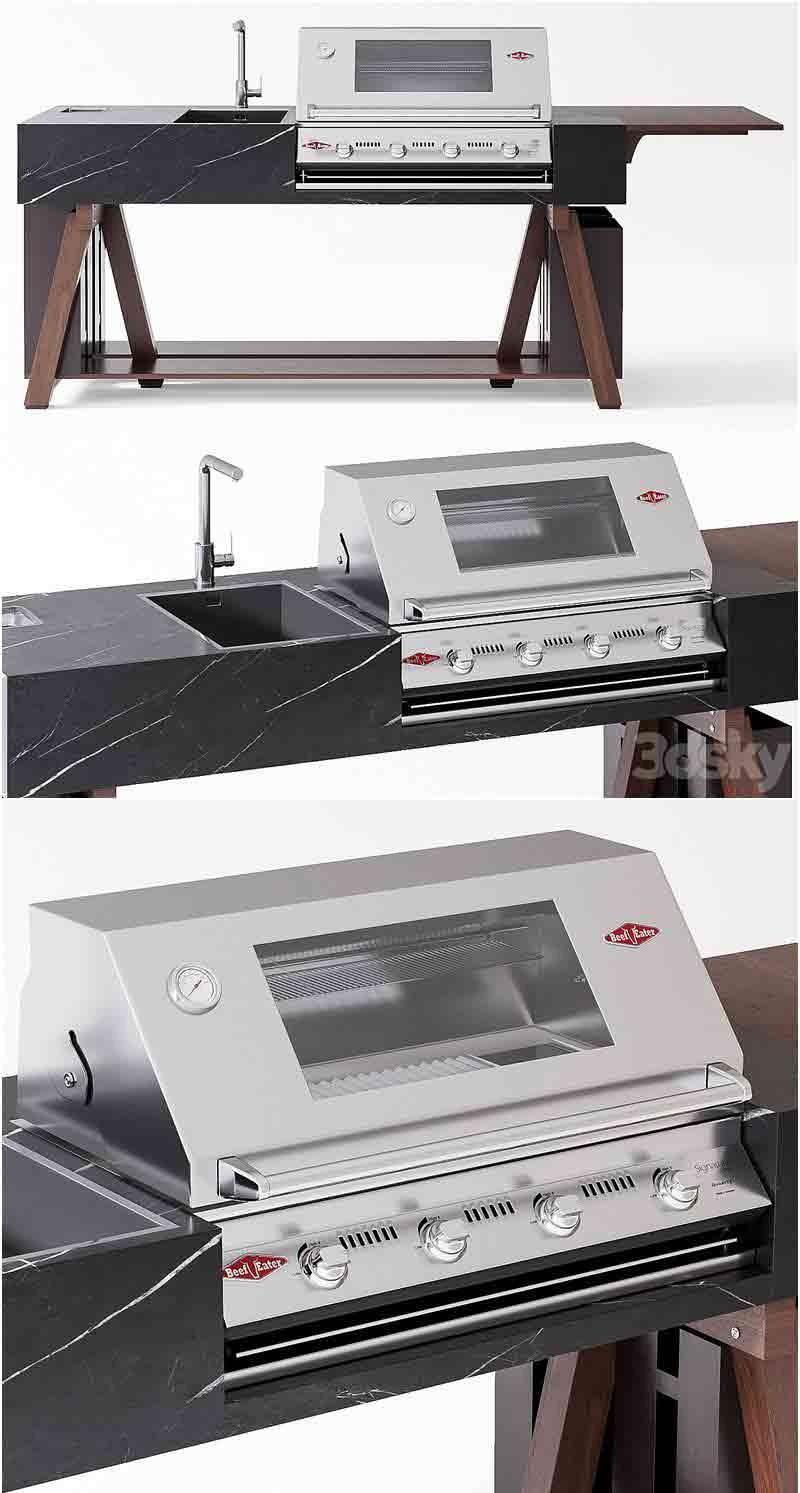 OCQ BBQ烧烤户外厨房3D模型—MAX | FBX | OBJ插图