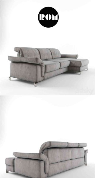 时尚简约风格的ROM灰色沙发3D模型—MAX | FBX | OBJ