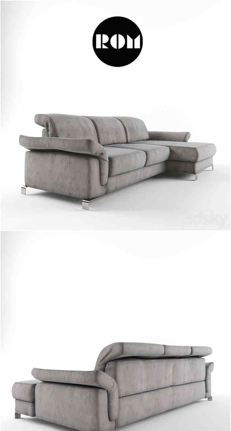 时尚简约风格的ROM灰色沙发3D模型—MAX | FBX | OBJ插图