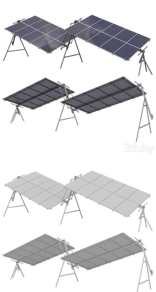 旋转式太阳能电池板发电厂3D模型—MAX | FBX | OBJ