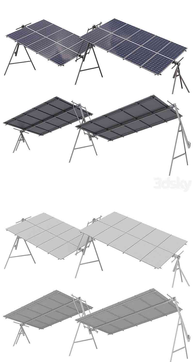 旋转式太阳能电池板发电厂3D模型—MAX | FBX | OBJ插图