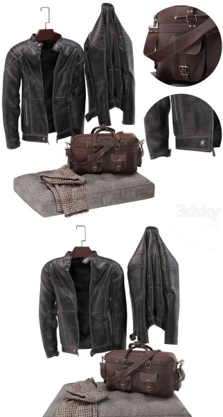 时尚高端复古质感皮夹克男装3D模型—MAX | FBX | OBJ