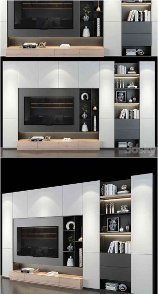 高端简约时尚风格的电视背景墙装修3D模型—MAX | FBX | OBJ