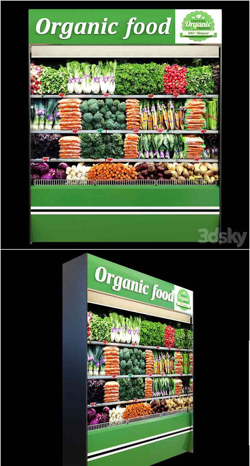 少见的超市便利店蔬菜冷藏柜3D模型—MAX | FBX | OBJ插图